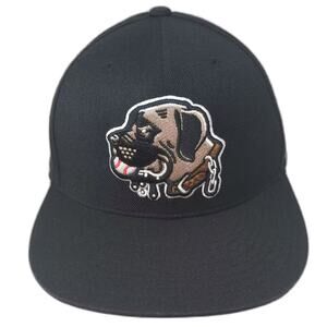 Baseballism Baseball Cap Black Gray 7 1/4 Fitted Hat Embroidered Dog Flat Brim